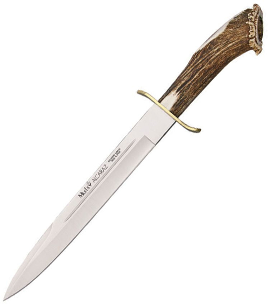 Muela Alcaraz (MUE93220) 10" 440A Satin Spear Point Plain Blade, Crown Stag Handle