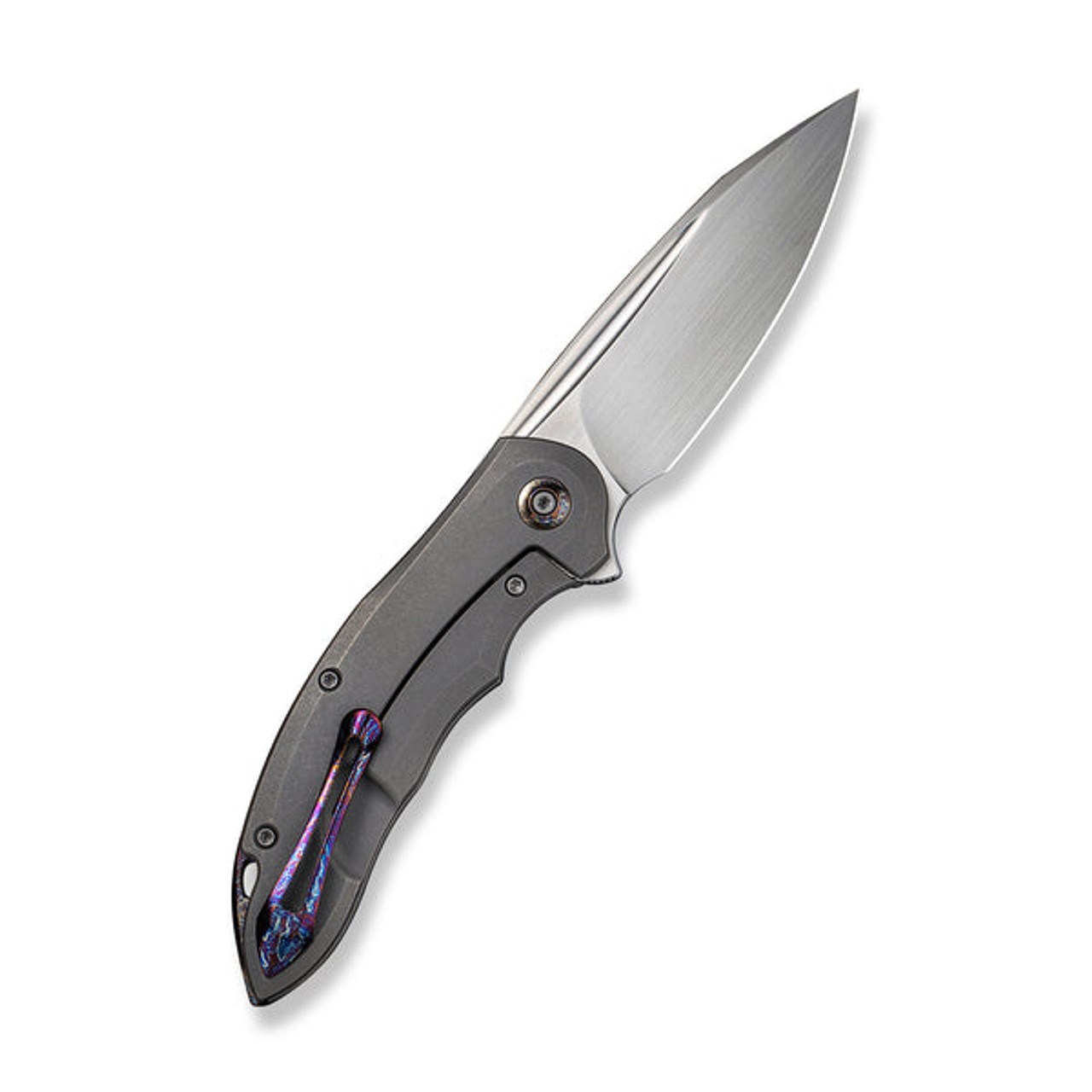 We Knives Makani (WE21048-2) 3.61" Hand Rubbed Satin CPM-20CV Drop Point Plain Blade, Gray Titanium Handle