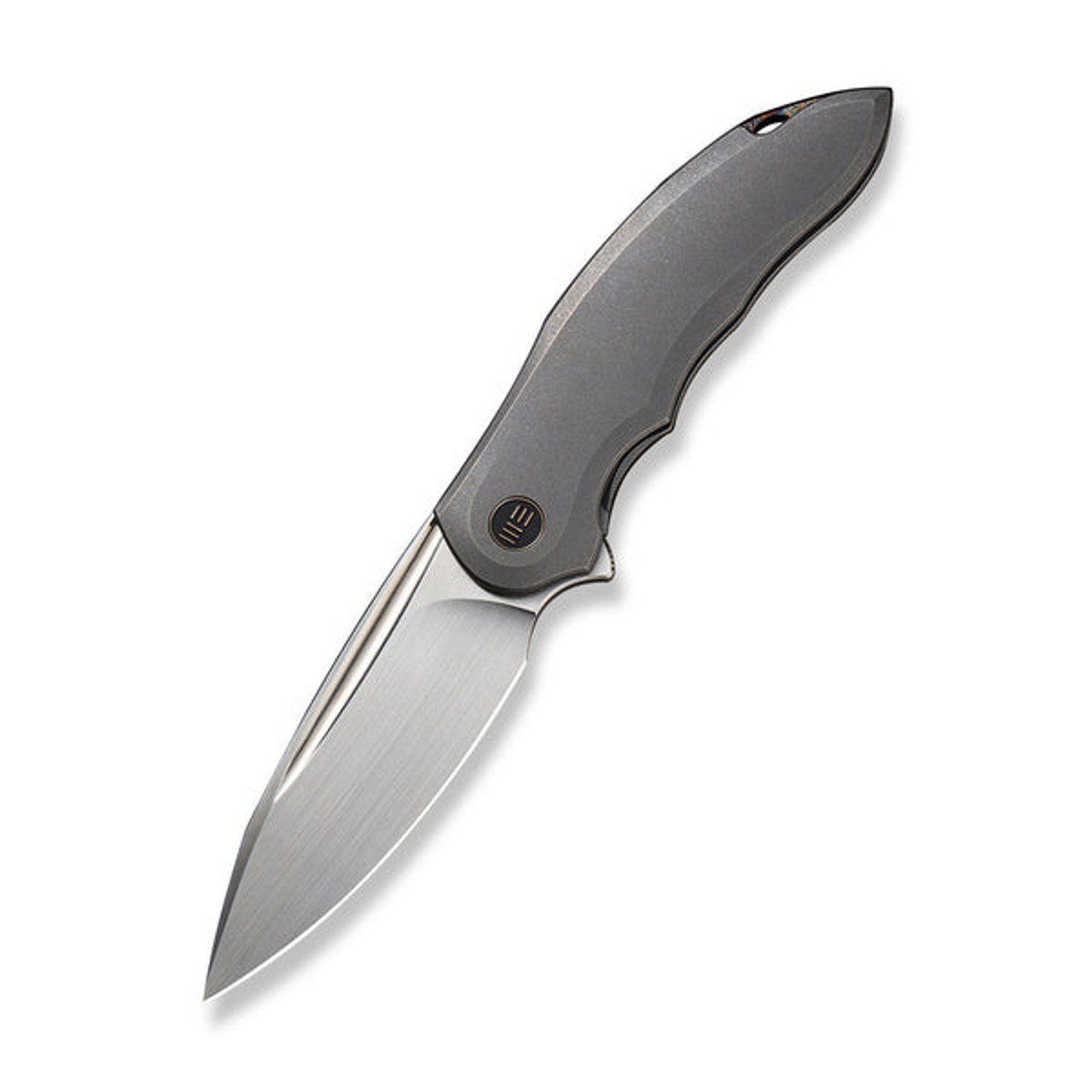 We Knives Makani (WE21048-2) 3.61" Hand Rubbed Satin CPM-20CV Drop Point Plain Blade, Gray Titanium Handle