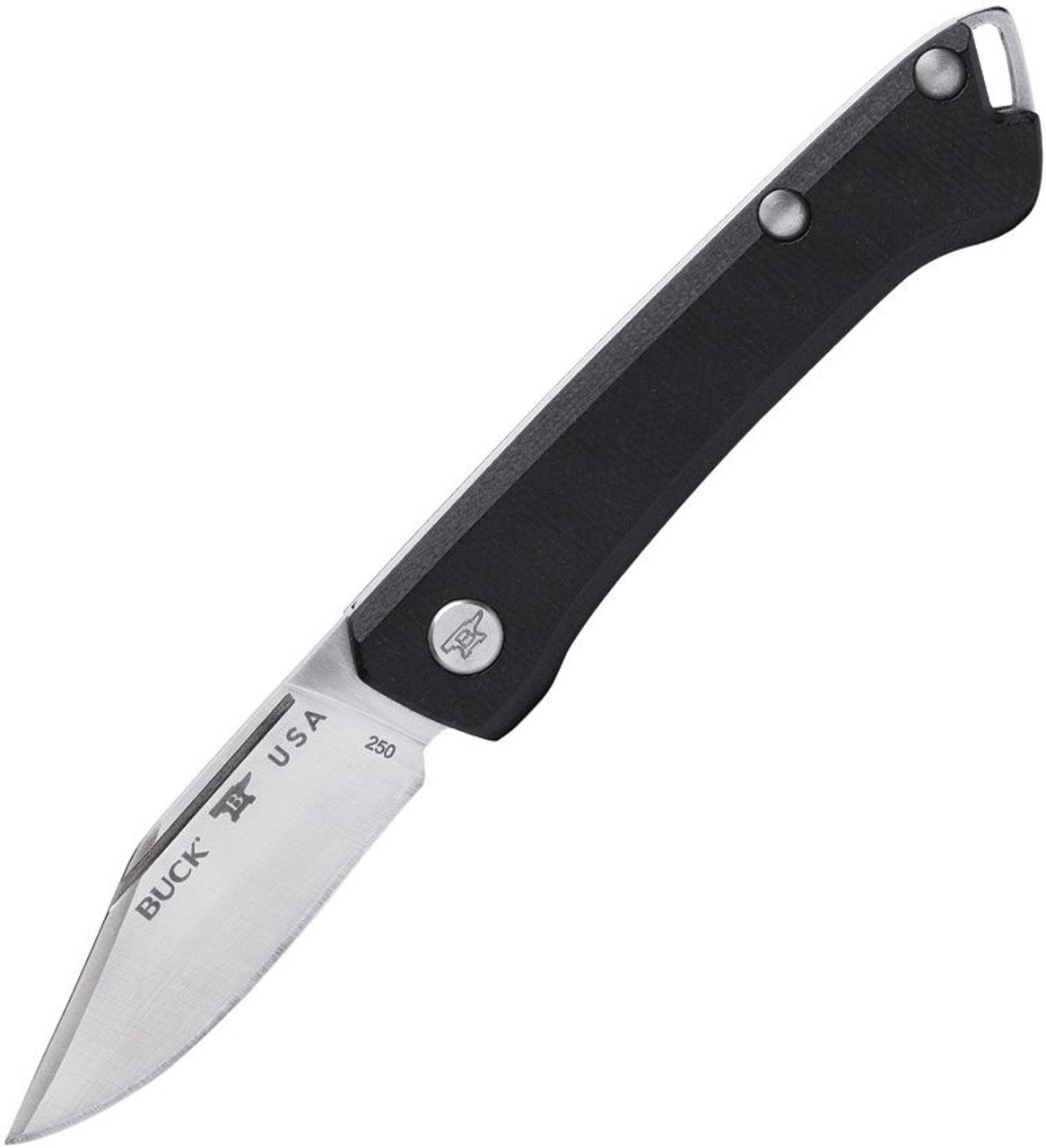 Buck Knives 250 Saunter Folding Knife (0250BKS1-B)- 2.375" Satin 154CM Clip Point Blade, Black Micarta Handle
