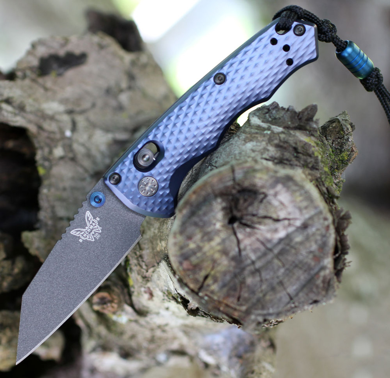 Benchmade Full Immunity (290BK) 2.49" CPM-M4 Cobalt Black Wharncliffe Plain Blade, Crater Blue Aluminum Handle