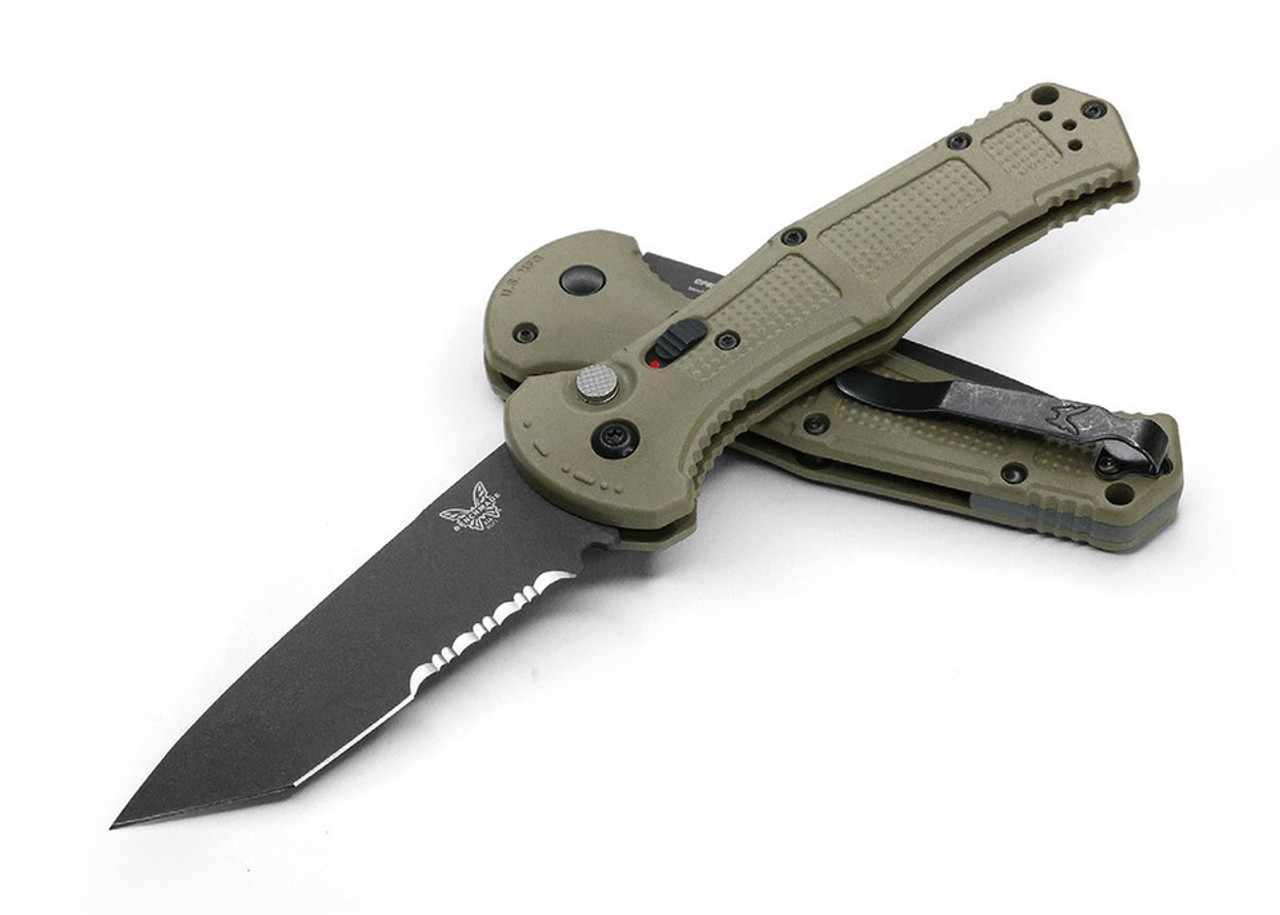 Benchmade Claymore Automatic 9071SBK-1 folder 3.64 inch D2 Black Tanto Combo blade