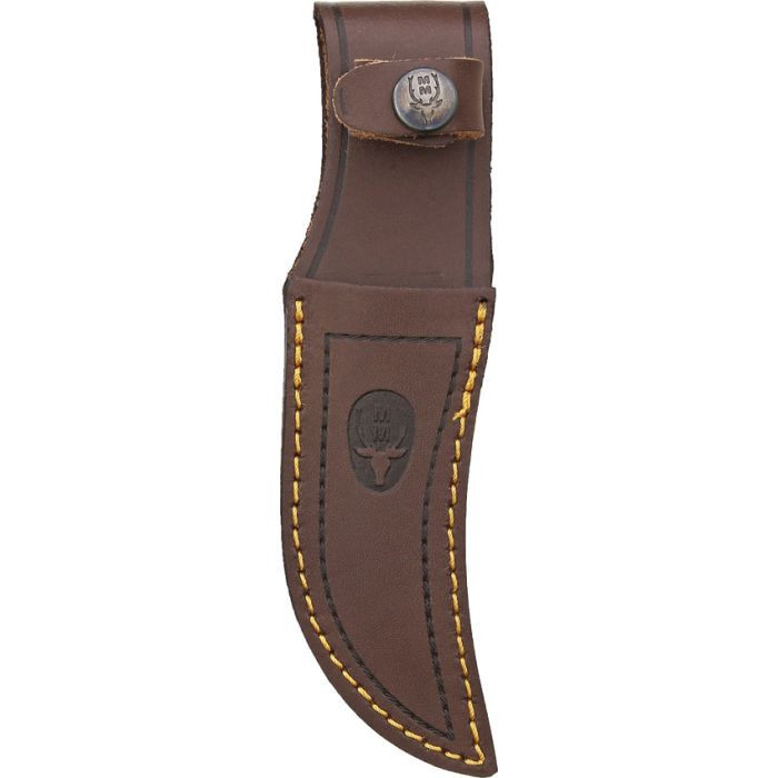 Muela Skinner MUE92049 fixed blade hunting knife pakkawood handle 3.88 inch stainless steel satin clip point blade with brass guard and leather sheath
