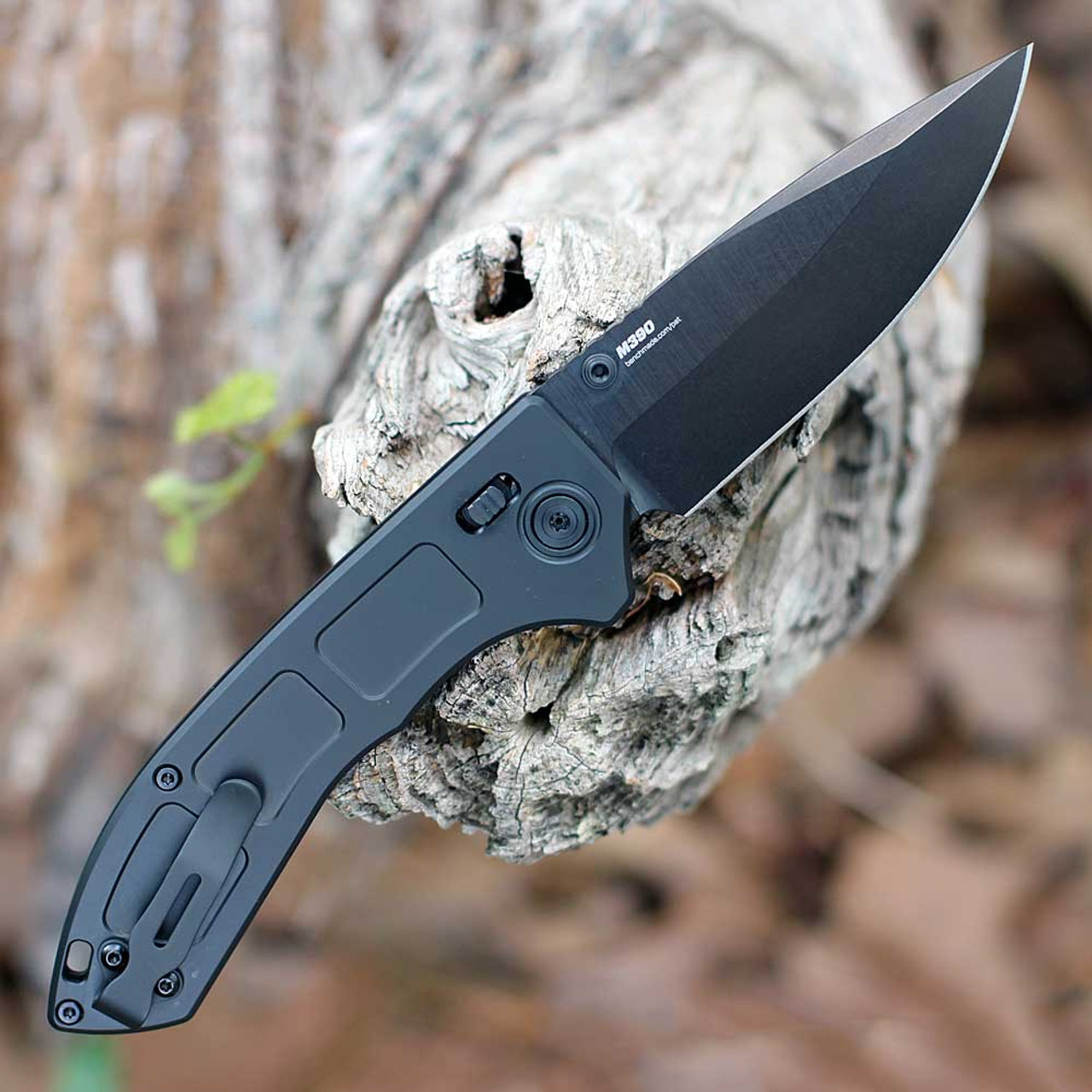 Benchmade Narrows Folding Knife (748BK-01)- 3.44" Bohler M390 Black DLC Drop Point Plain Blade, Black 6AI-4V Titanium Handle