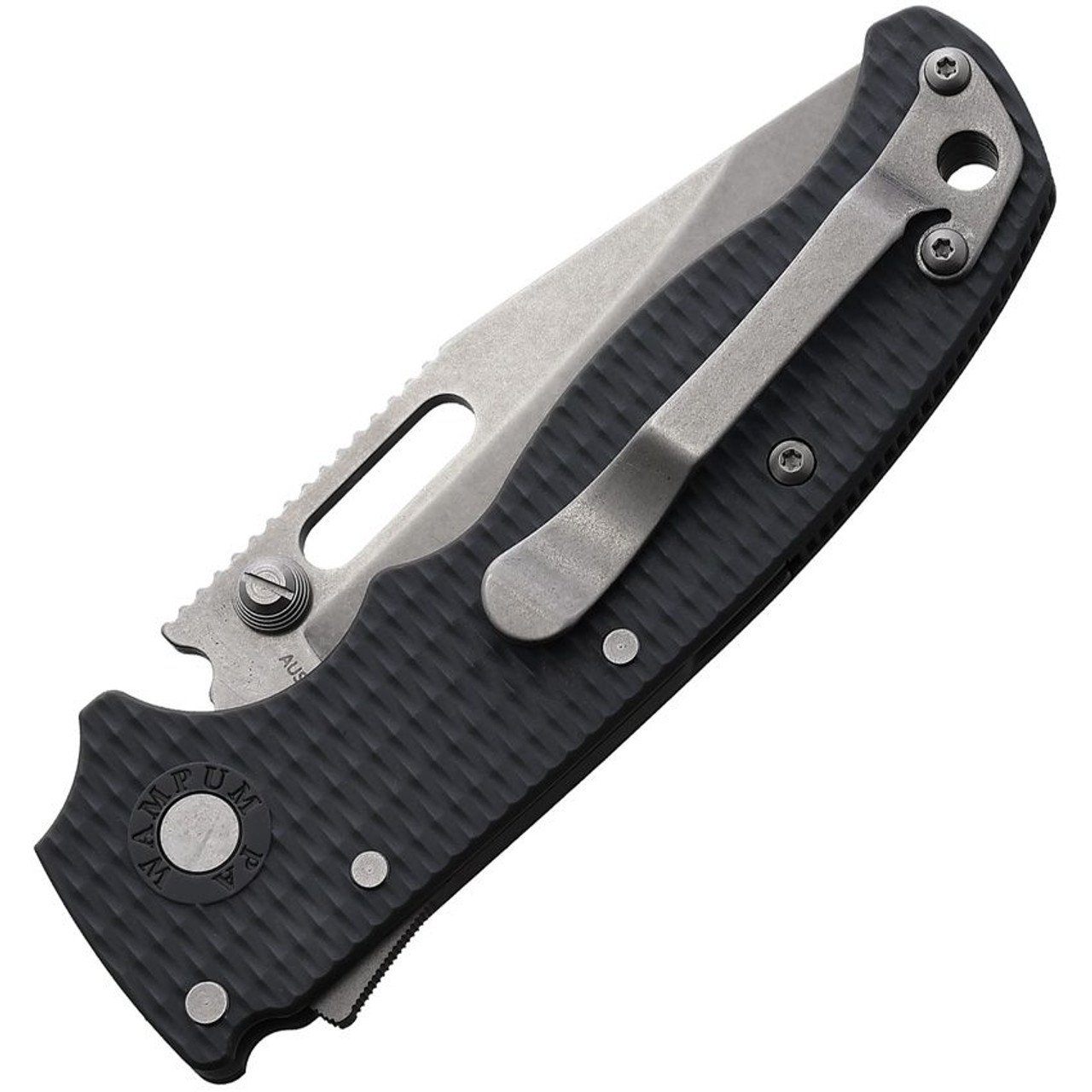 Demko AD20.5 Shark Lock - 3.25" AUS-10A Stonewash Clip Point Blade, Gray Textured Grivory Handle