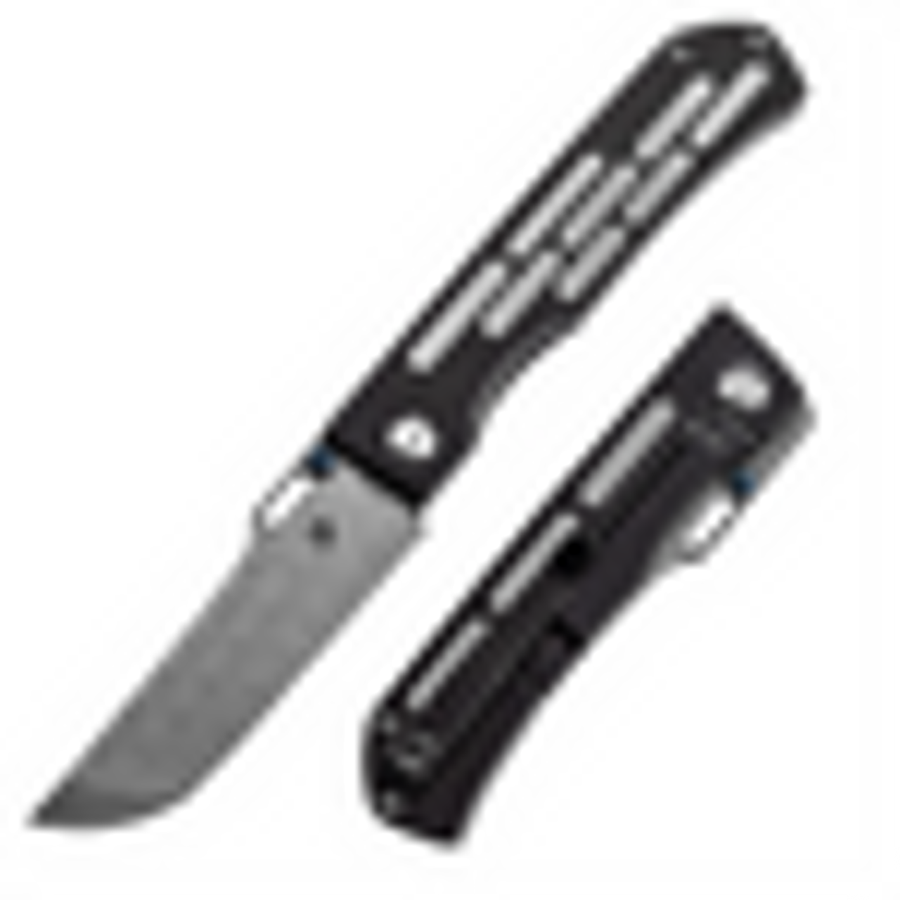 Kansept Reedus (K1041A6) 3.5"Damascus Standard Straight Back Plain Blade, Black and Gray Blue Anodized+ Bead Blasted Titanium Handle