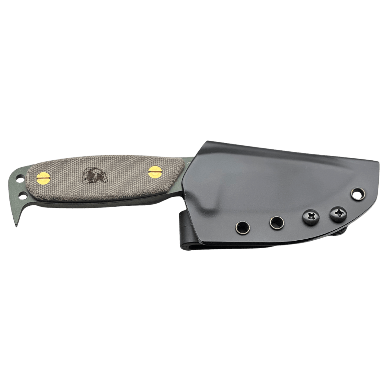 DPX HEST Original Fixed Blade (DPXHSX114) 3.13" Olive Drab Green D2 Plain Blade, Green Canvas Micarta Handle