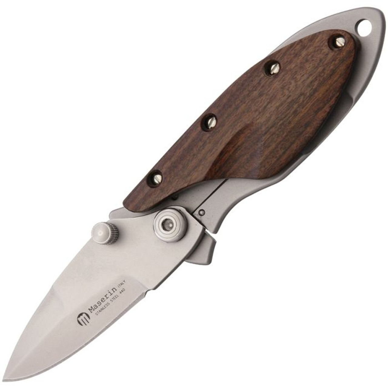 Maserin OneFold Folding Knife (550/SA)- 2.00" Satin 440 Drop Point Plain Blade, Palo Santo Wood