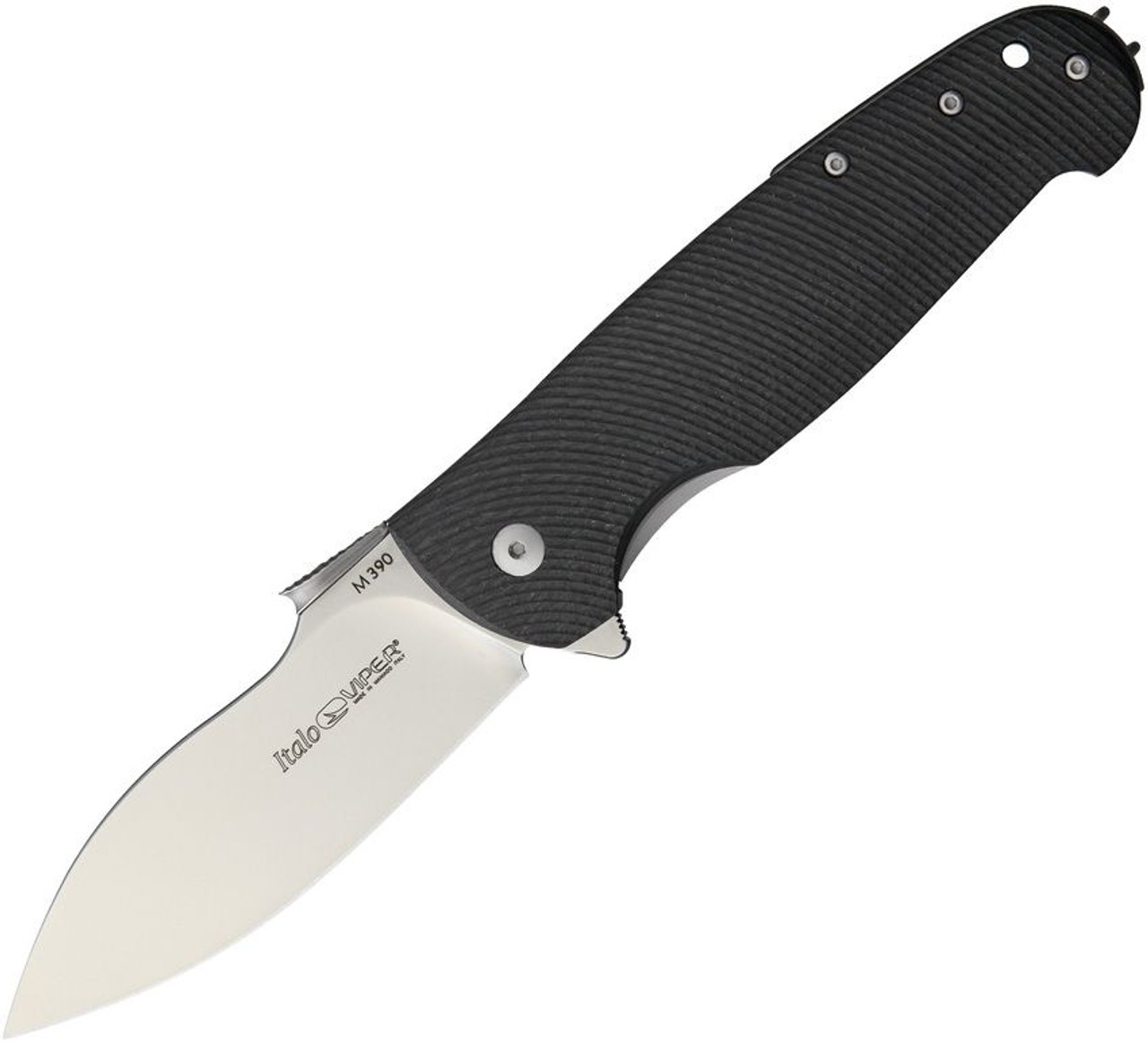 Viper Knives Italo (V5944FC) 3.75" M390 Satin Drop Point Plain Blade, Carbon Fiber Handle
