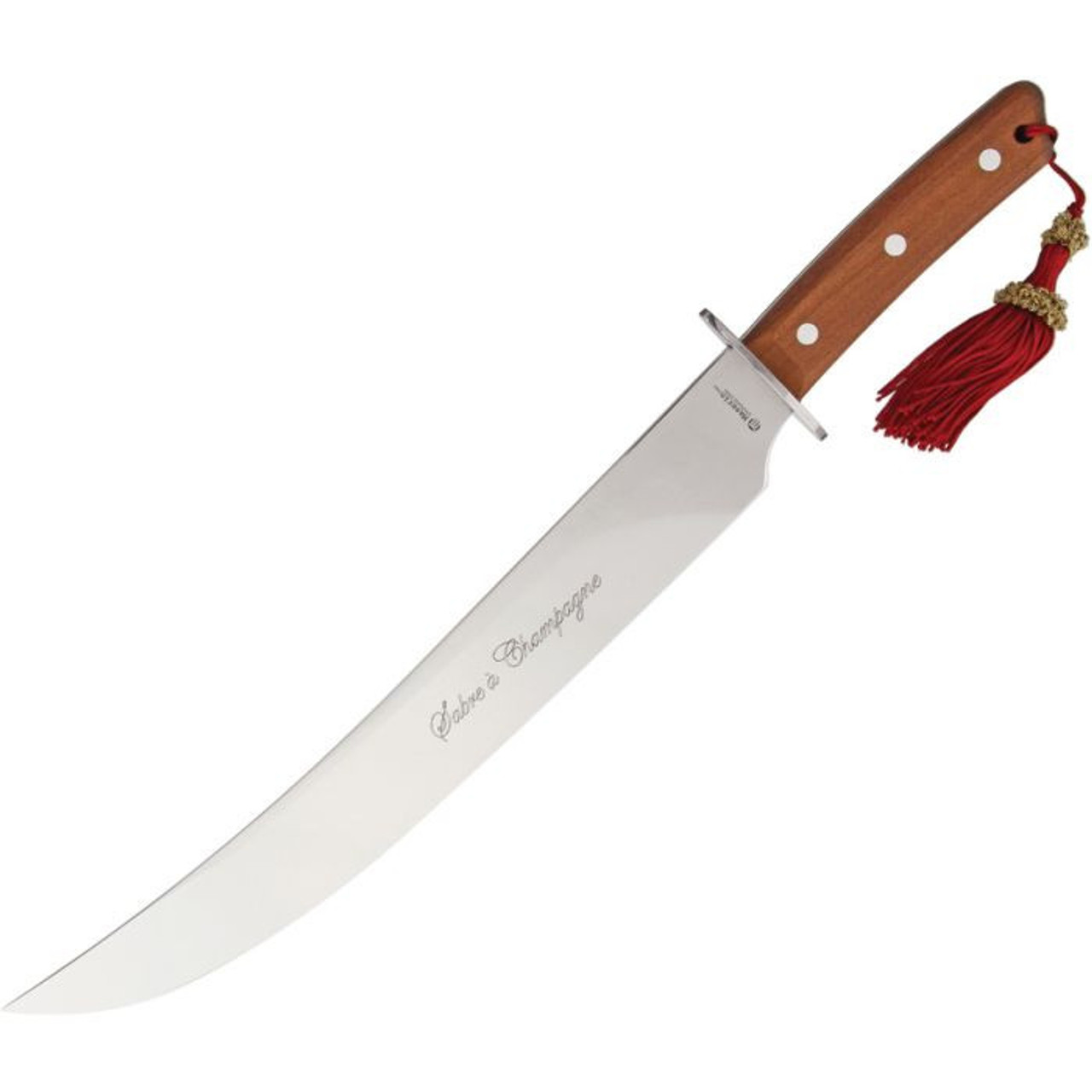 Maserin Champagne Saber Fixed Blade Knife (2000SC12)- 13.50" Satin 420 Unsharpened Machete Style Plain Blade, Bubinga Wood Handle