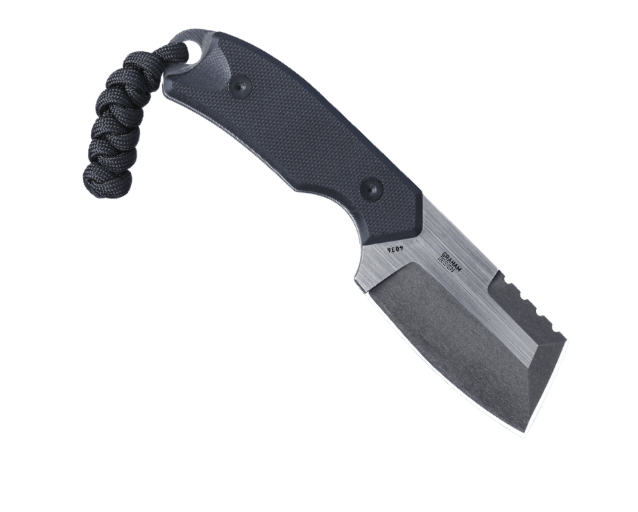 CRKT Razel Compact 4036 profile view showing 2.32 inch D2 two-tone chisel blade with Veff Flat Top Serrations and black G-10 handle.