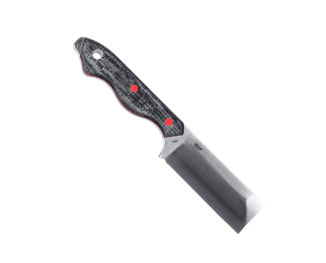 CRKT Razel (CR4037) 2.97" D2 Satin Cleaver Plain Blade, Black and Red Resin Infused Fiber Handle, Black Thermoplastic Belt Sheath