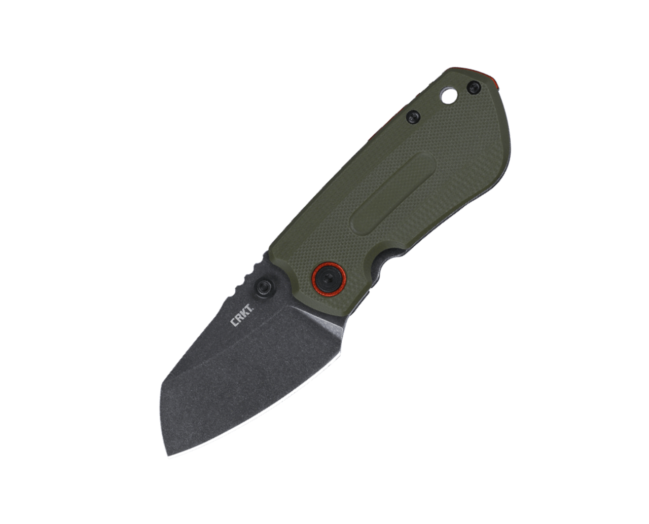 CRKT Overland Compact (6277) 2.24" D2 Satin Reverse Tanto Plain Blade, OD Green G-10 Front Stainless Steel Back Handle