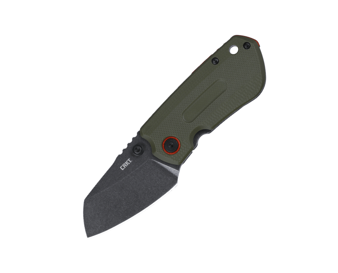 CRKT Overland Compact (6277) 2.24" D2 Satin Reverse Tanto Plain Blade, Green G-10 Front Stainless Steel Back Handle