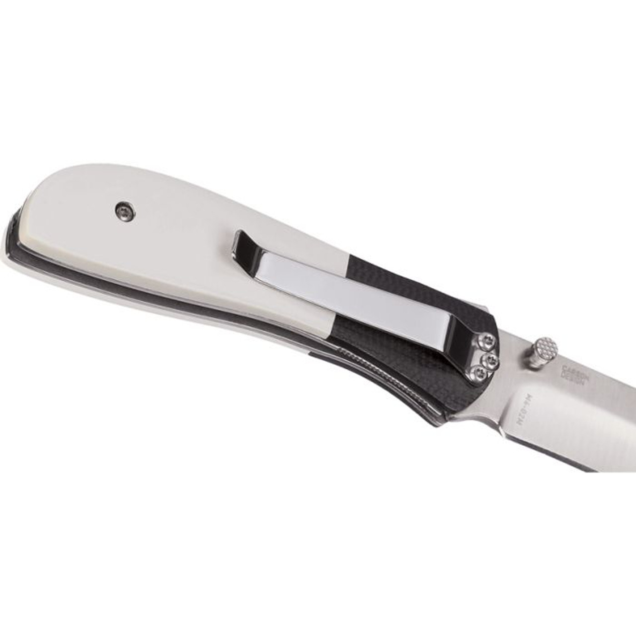 CRKT M4-02M A/O (M402M) 3.25" 8cr13MoV Satin Drop Point Blade, White Micarta Handle with Black G-10 Bolsters