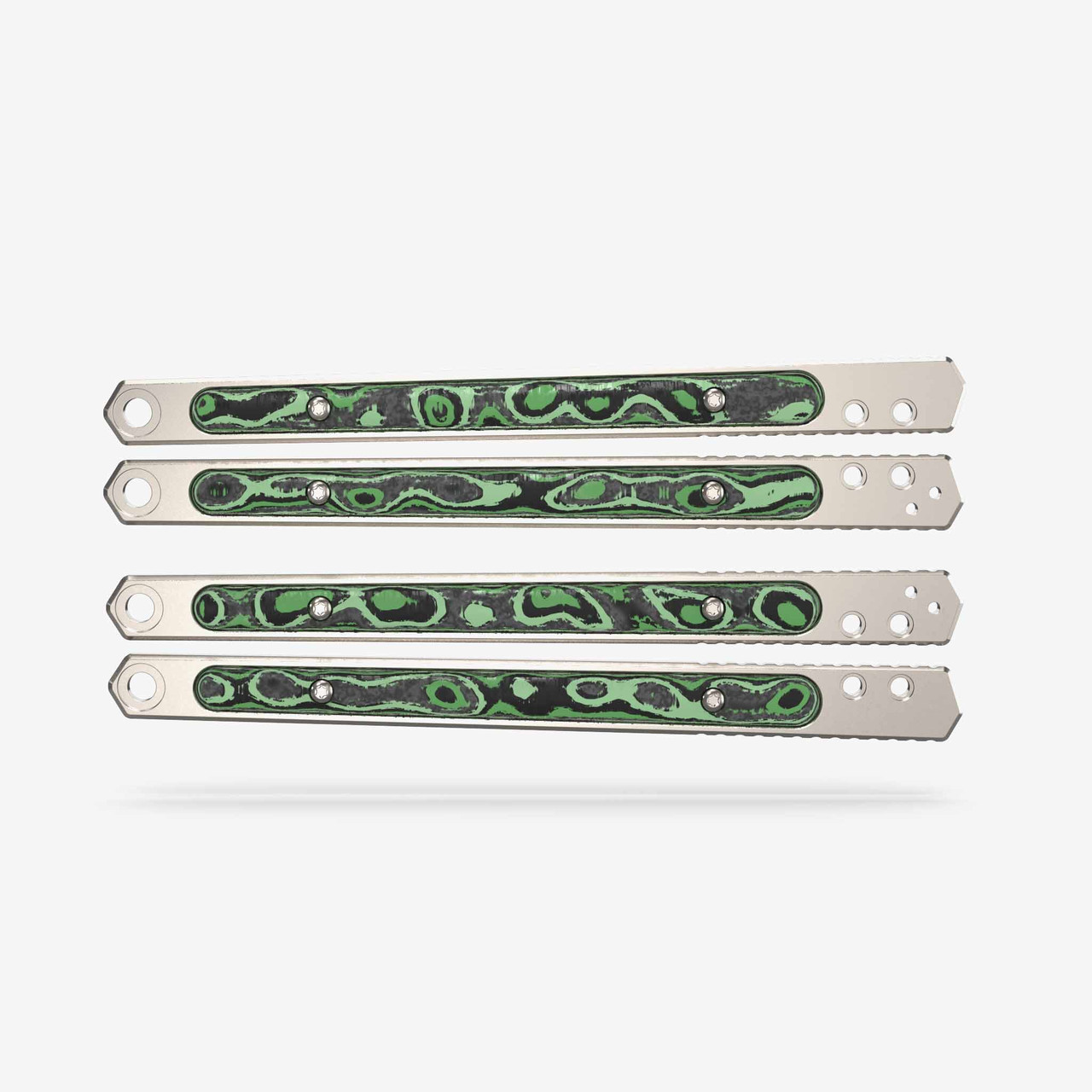 Flytanium Titanium Fat Carbon Inlay Handles for Kershaw Lucha Butterfly Knife - Jungle Wear (FLY-1176JW)