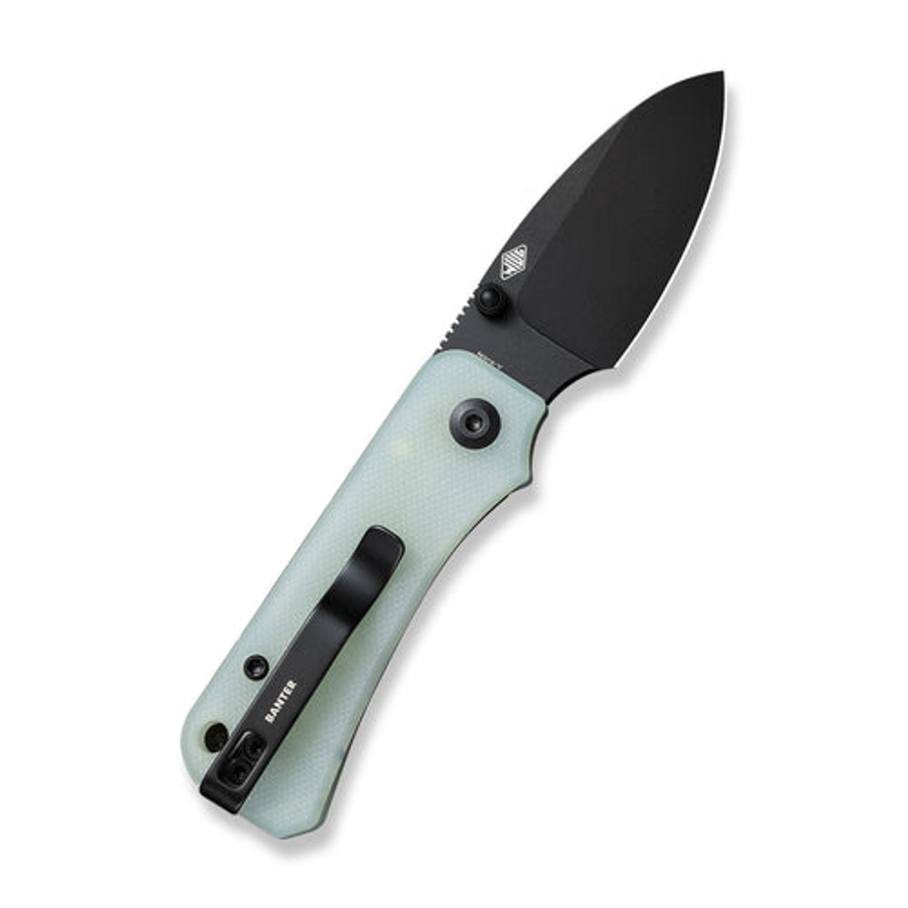 Civivi Baby Banter Thumb Stud Knife (C19068S-8) 2.34" Black Coated Nitro-V Drop Point Blade, Natural G10 Handle