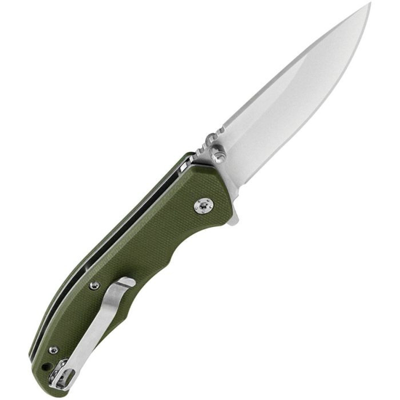 Maserin Sport Folding Knife (46004G10V)- 2.95" Satin 440C Drop Point Plain Blade, Green G-10 Handle