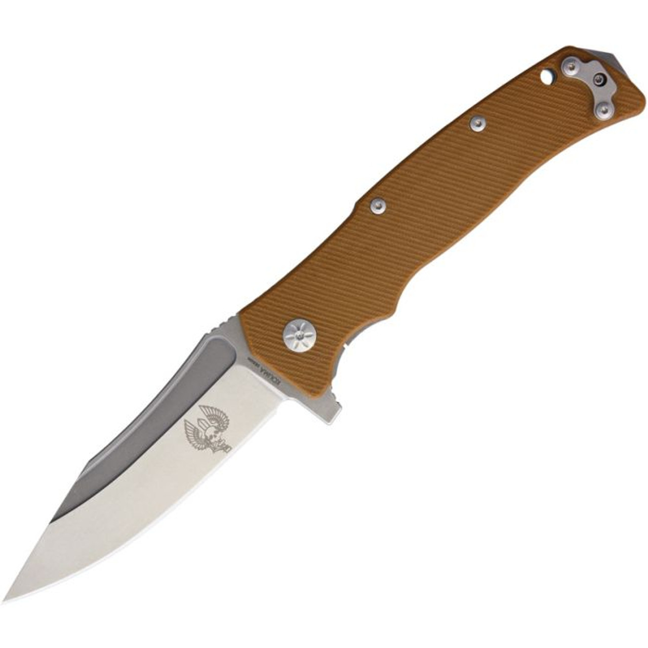 Maserin Reactor Folding Knife (681/G10M)- 3.625" Stonewashed D2 Clip Point Plain Blade, Brown G-10 Handle