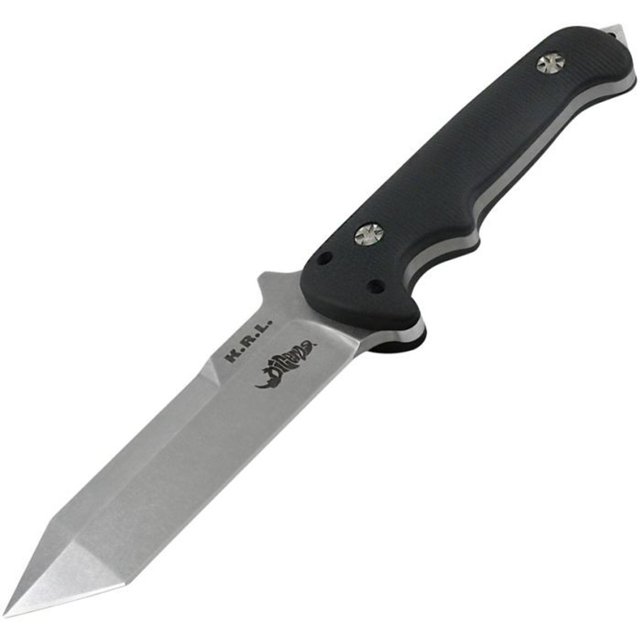 Maserin Diceros Fixed Blade Knife (925/G10N)- 4.33" Stonewashed D2 Tanto Plain Blade, Black G-10 Handle