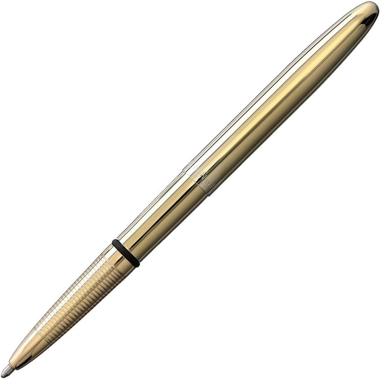 Fisher Space Pens Bullet (FP840049) 3.75" Solar Flare Gold Titanium Barrell, Solar Flare Gold Titanium Cap, PR4 Black Ink, Medium Point