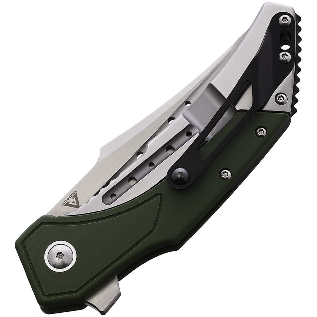 Begg Knives Astio (BG007) 3.50" Satin D2 Tanto Plain Blade, Green Smooth G-10 Handle