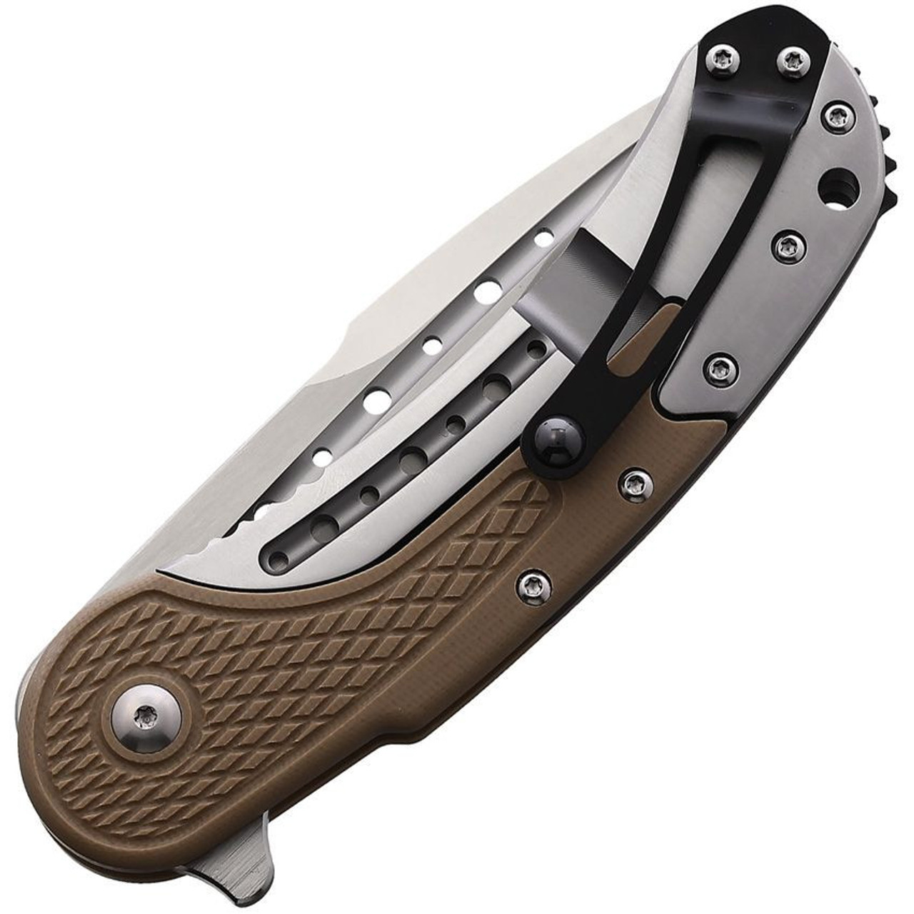 Begg Knives Bodega (BG011) 3.50" Satin D2 Drop Point Plain Blade, Tan G-10 Handle