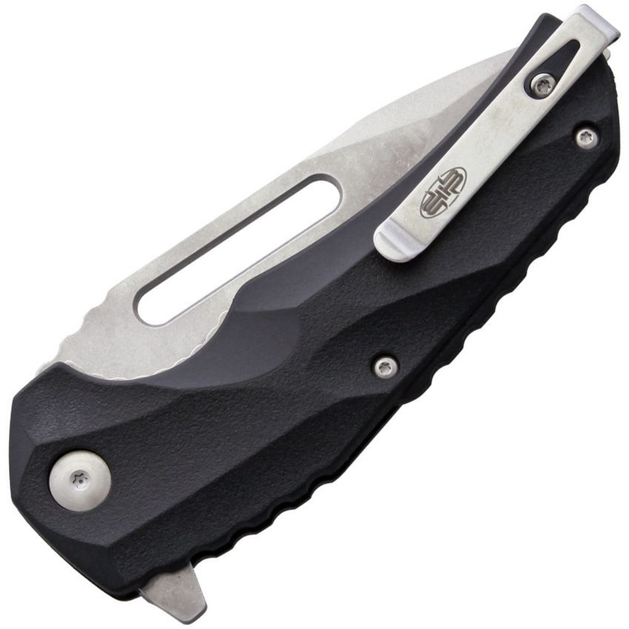 Brous Blades Reloader Liner Lock Flipper (BRBM00SB) - 4.0" Stonewash D2 Steel Tanto Plain Blade, Black Polymer Handle