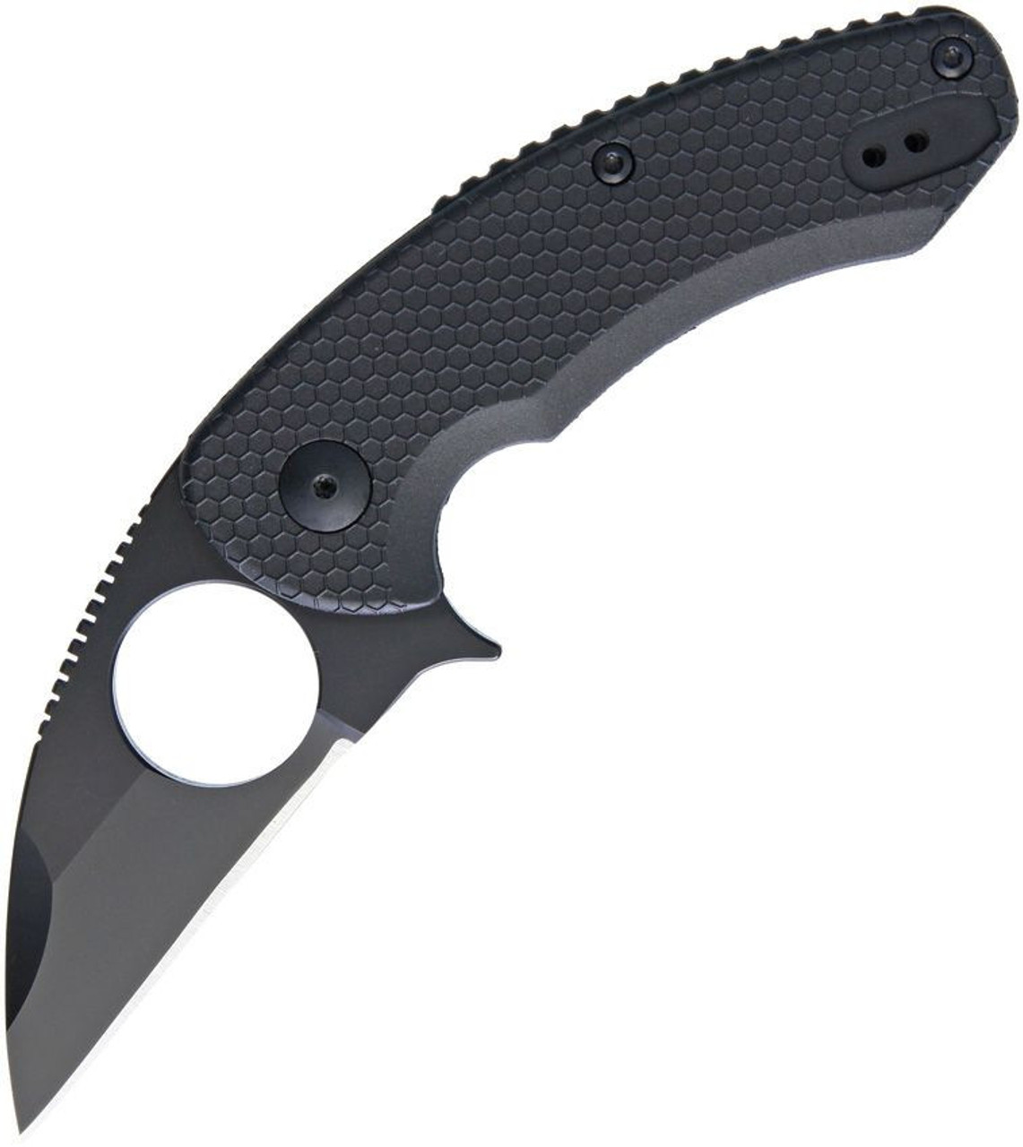 Brous Blades Silent Soldier Flipper (BRBM002B) - 2.50" BlackD2 Steel Wharncliffe Plain Blade, Black Polymer Handle