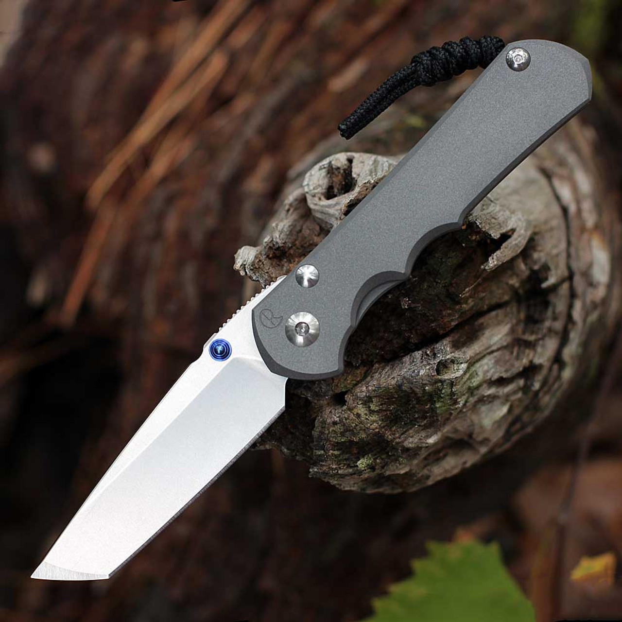 Chris Reeve Knives Large Inkosi Tanto, 3.60" CPM-MagnaCut Stonewashed Plain Edge, Sandblasted Titanium Handle (LIN-1042)