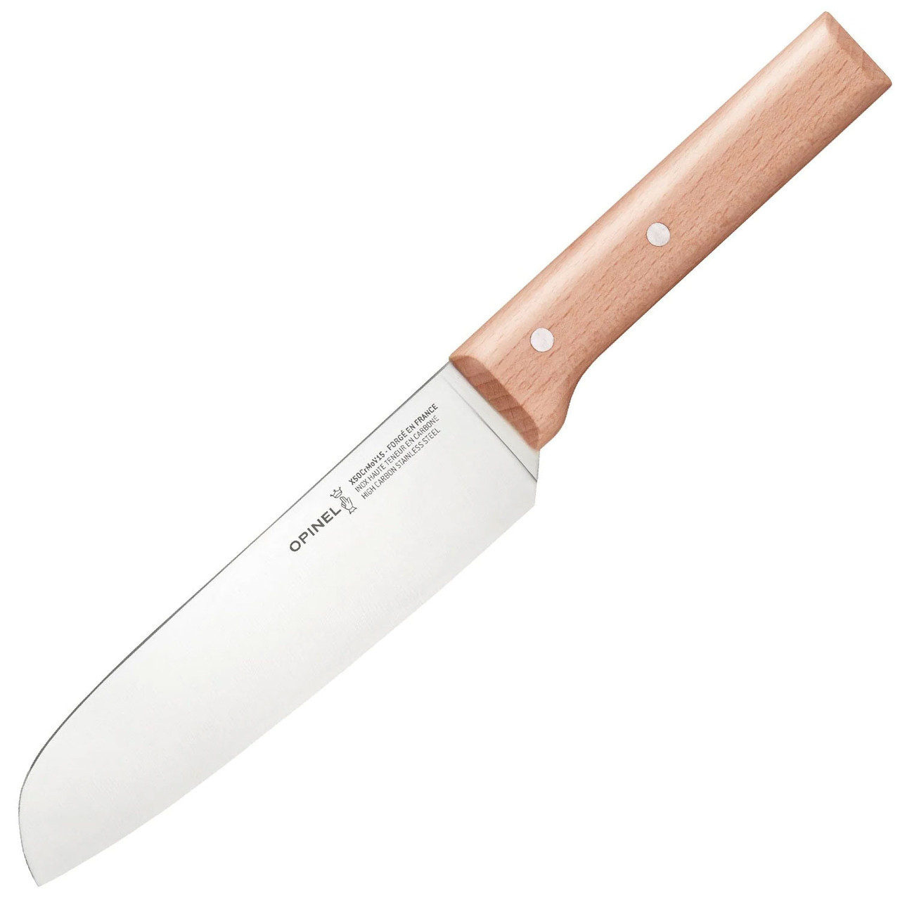 Opinel Parallele 7" Santoku Knife (X001QXWN6P) - 7" X50CrMoV15 SS, Natural Wood Handle
