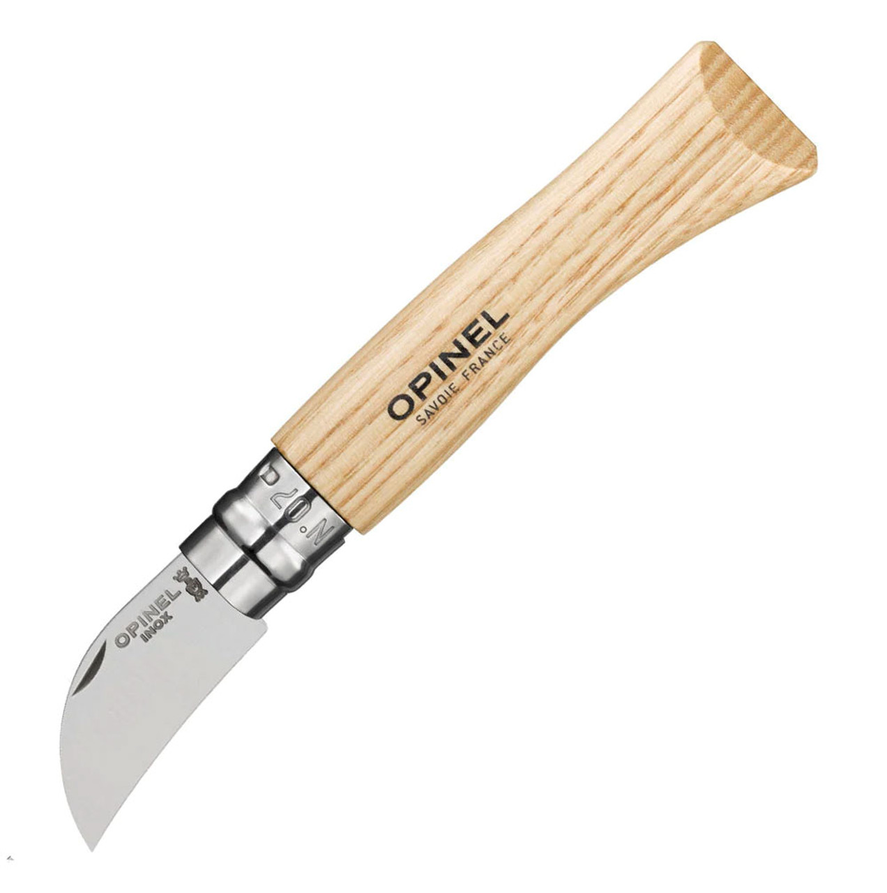 Opinel No 07 Folding Scoring Knife - Chestnut and Garlic Knife (OP002360) 2.1" Hawksbill Stainless Steel Plain Blade, Wood Handle