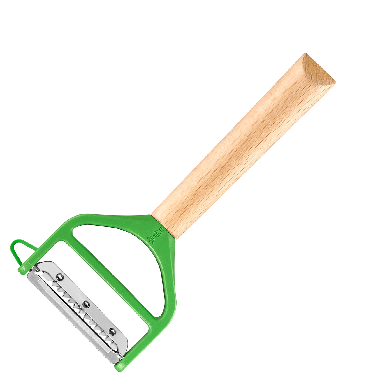 Opinel Knives T-DUO Peeler Green (OP002432) 2" Stainless Steel Peeler, Varnished Beech Wood Handle