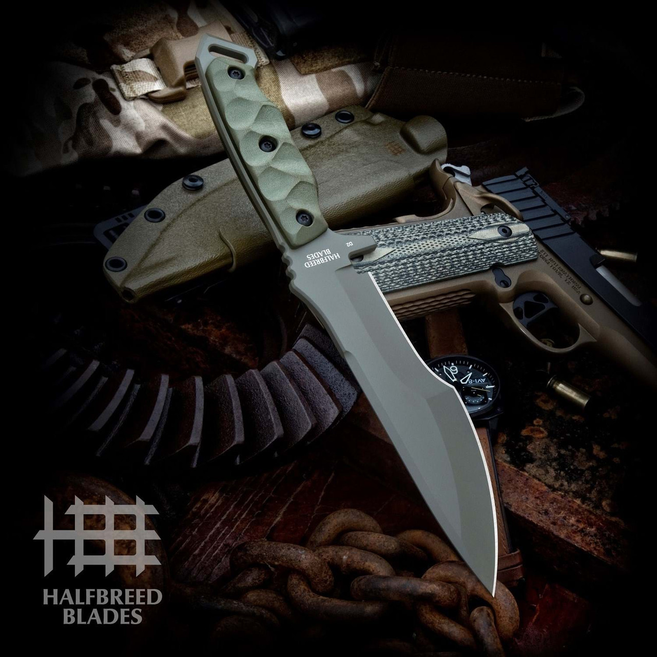 Halfbreed Blades Medium Infantry Knife | MIK-08 OD| Knifeworks