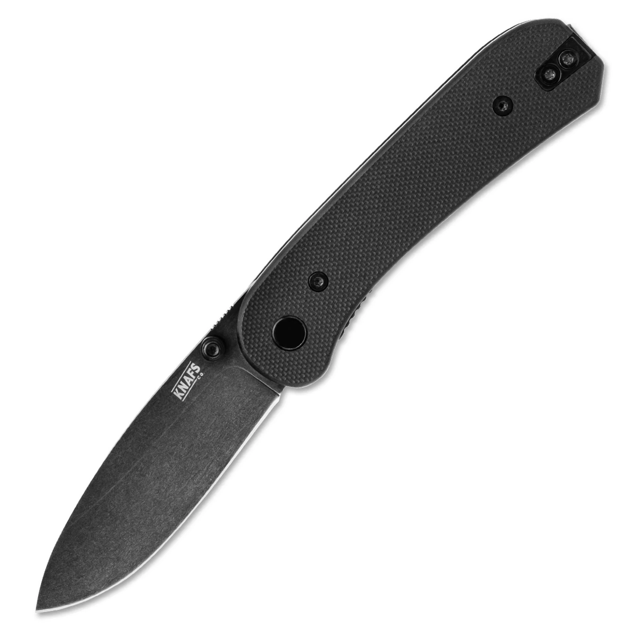 KNAFS Lander EDC Knife (KNAFS-00066) 2.75" Black Stonewash D2 Drop Point Plain Blade, Black G-10 Handle with Fast Swap Scales