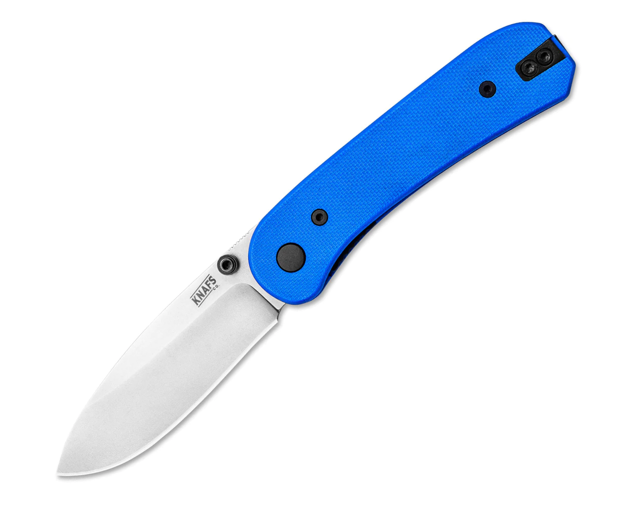 KNAFS Lander EDC Knife (KNAFS-00065) 2.75" Stonewash D2 Drop Point Plain Blade, Blue G-10 Handle with Fast Swap Scales