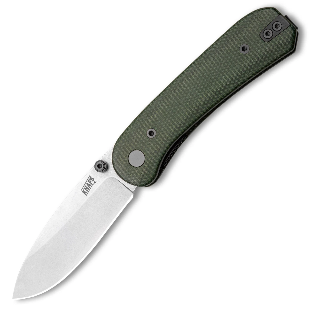 KNAFS Lander EDC Knife (KNAFS-00156) 2.75" Stonewash 14C28V Drop Point Plain Blade, Green Contoured Micarta Handle with Fast Swap Scales