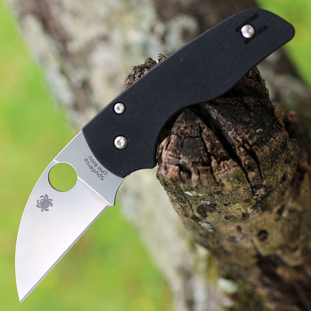 Spyderco Lil' Native (C230GPWC) 2.5" CPM S30V Satin Wharncliffe Plain Blade, Black G-10 Handle