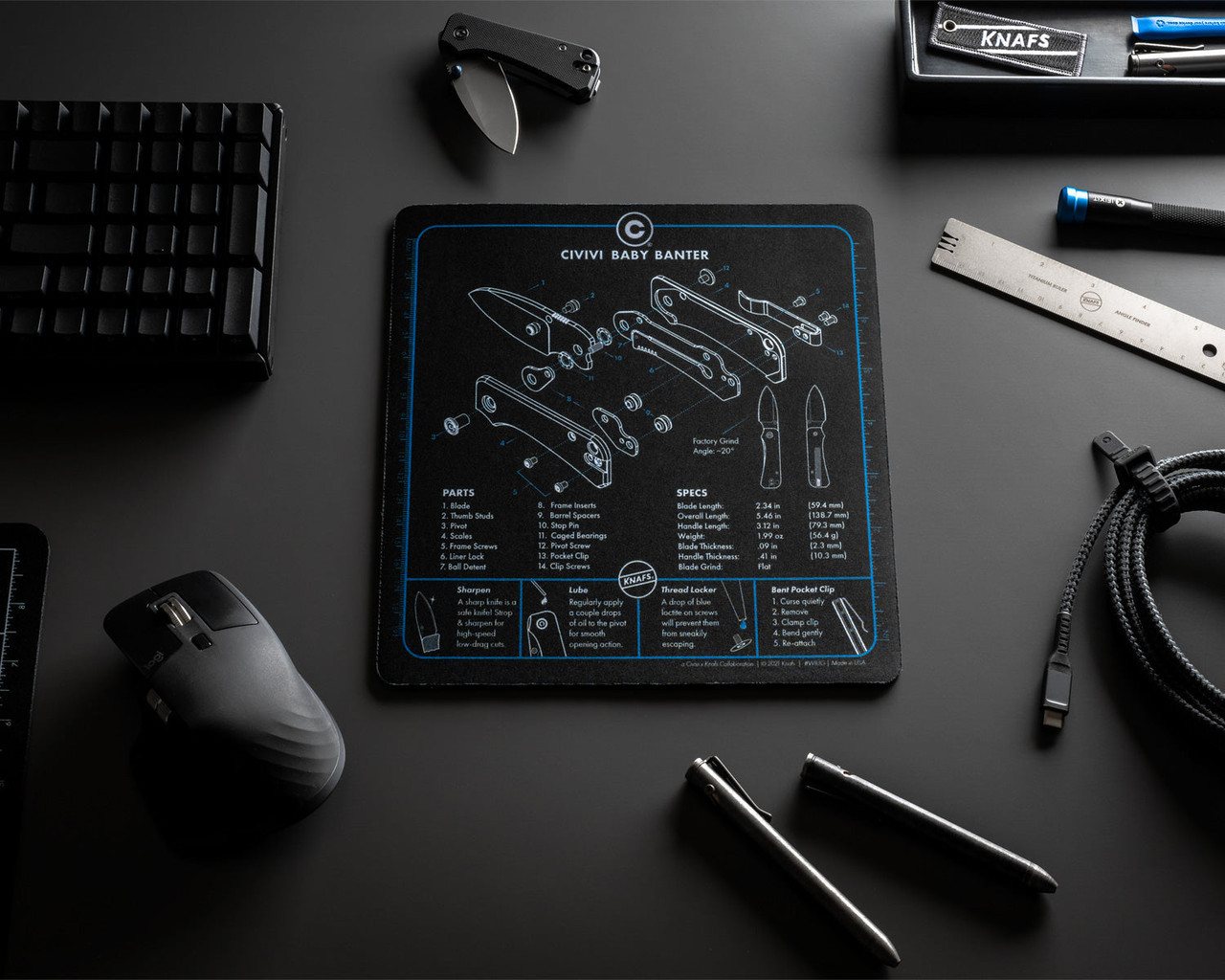 KNAFS Baby Banter Mouse Pad - Oversized Shop Mat (KNAFS-00045) 9"x 9"