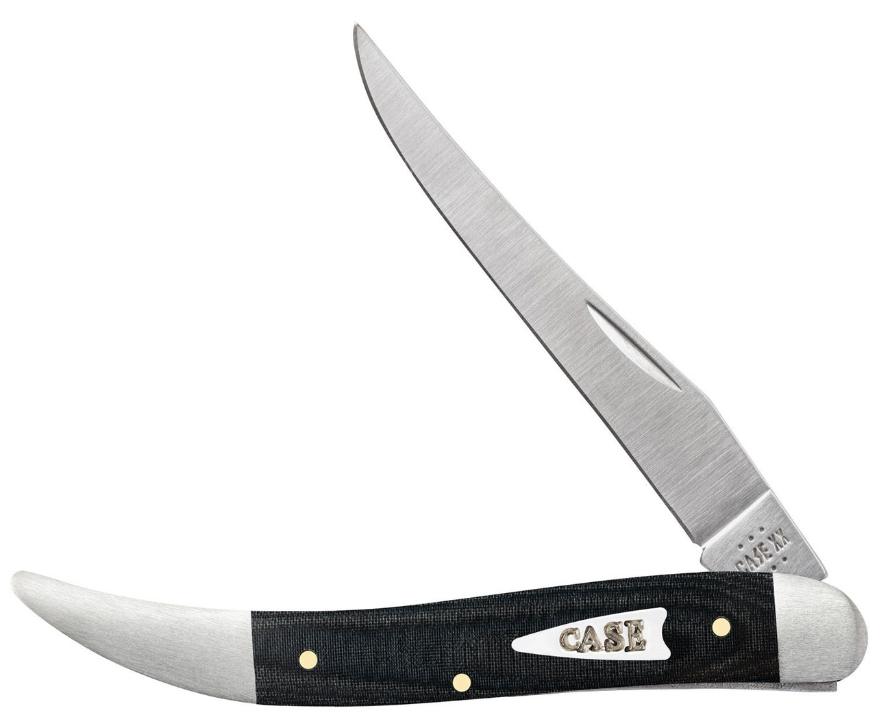 Case Medium Texas Toothpick 27819- Tru-Sharp Stainless Steel Long Clip Blade, Black Smooth Micarta Handle (1010094 SS)