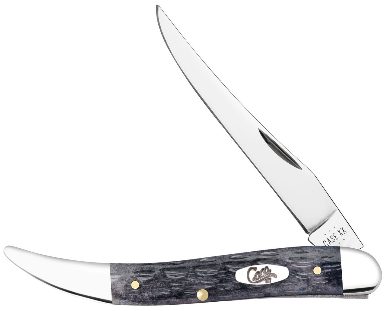 Case Medium Texas Toothpick 58421- Chrome Vanadium Carbon Steel Long Clip Blade, Pocket Worn Crandall Jig Gray Bone Handle (610094 CS)