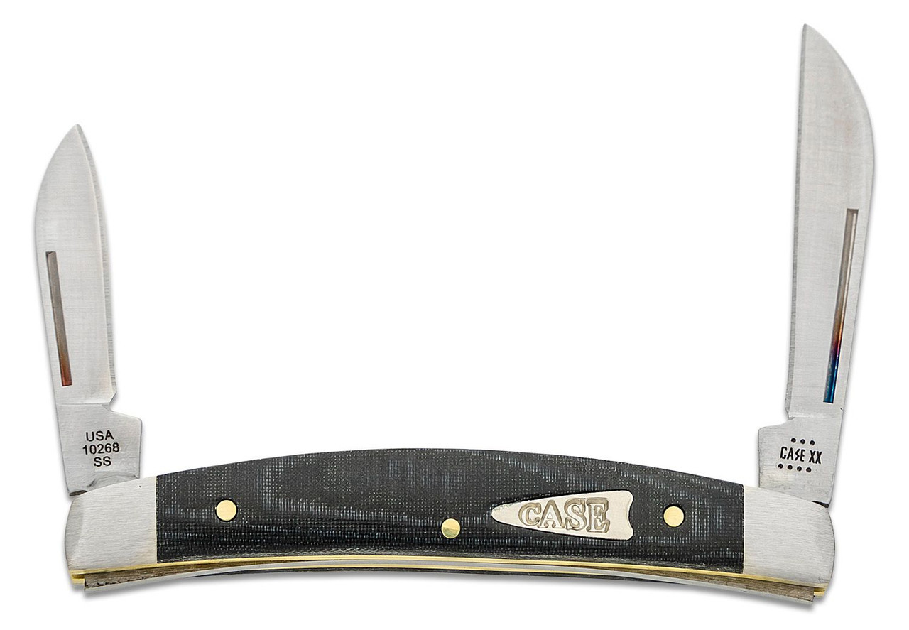 Case Small Congress |27821 Smooth Black Micarta 2 Blade | Knifeworks
