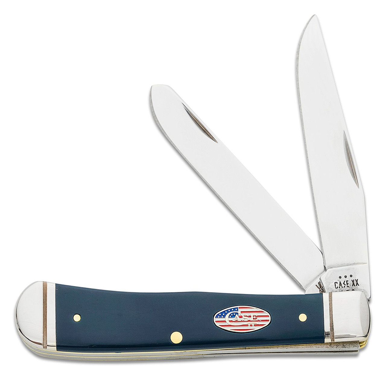 Case Trapper 71231 Smooth Navy Blue Synthetic with Wooden Cigar Box (4254 SS)