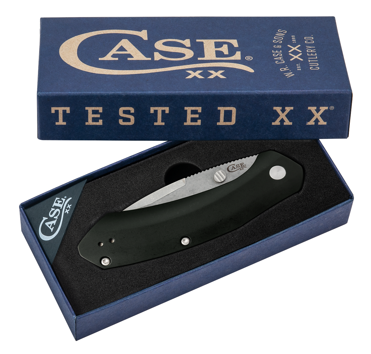 Case Westline O/A 36550 - 3.5" Stonewashed CPM-S35VN Modified Drop Point, Black Anodized Aluminum Handle