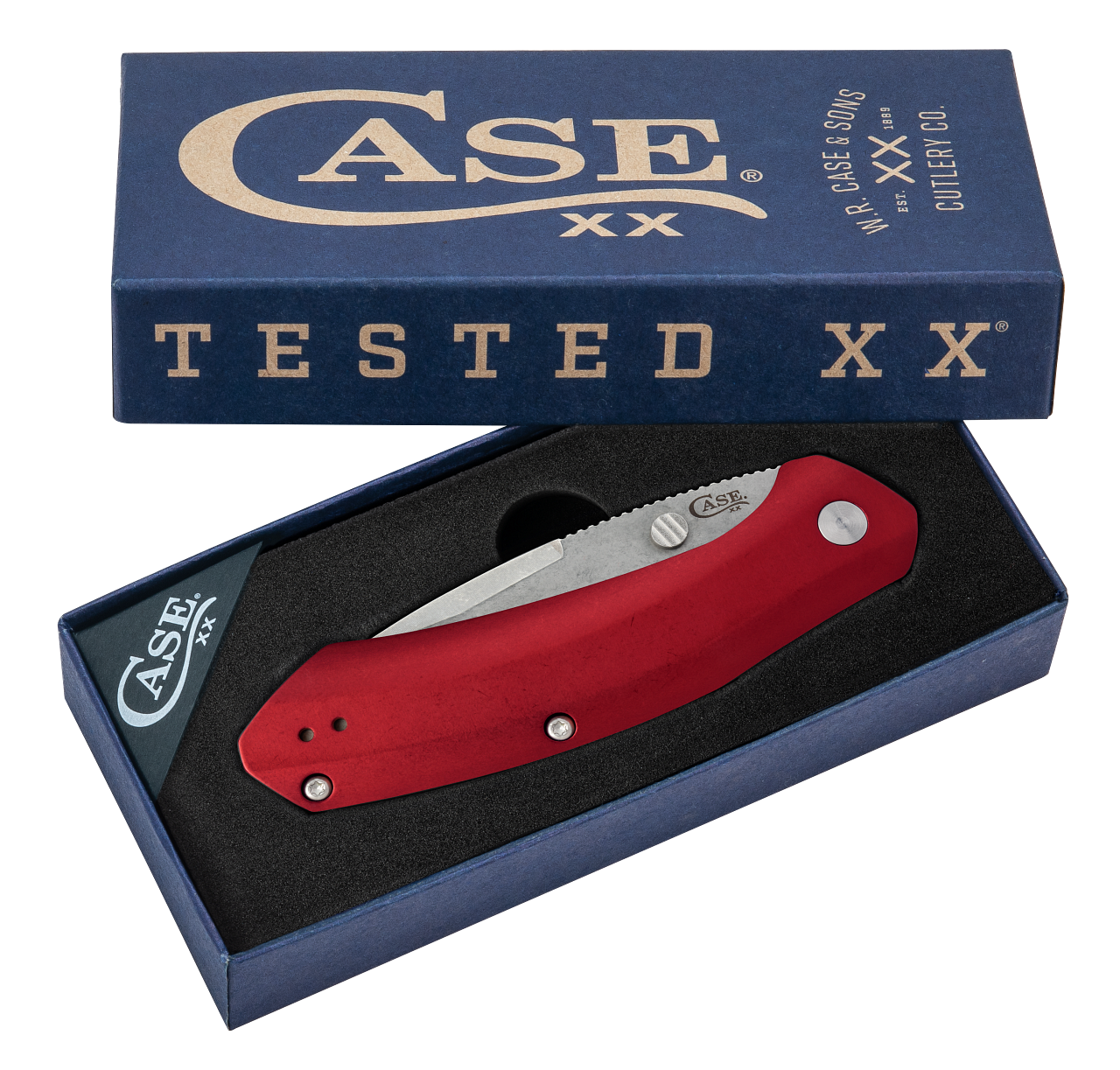 Case Westline O/A 36551 - 3.5" Stonewashed CPM-S35VN Modified Drop Point, Red Anodized Aluminum Handle
