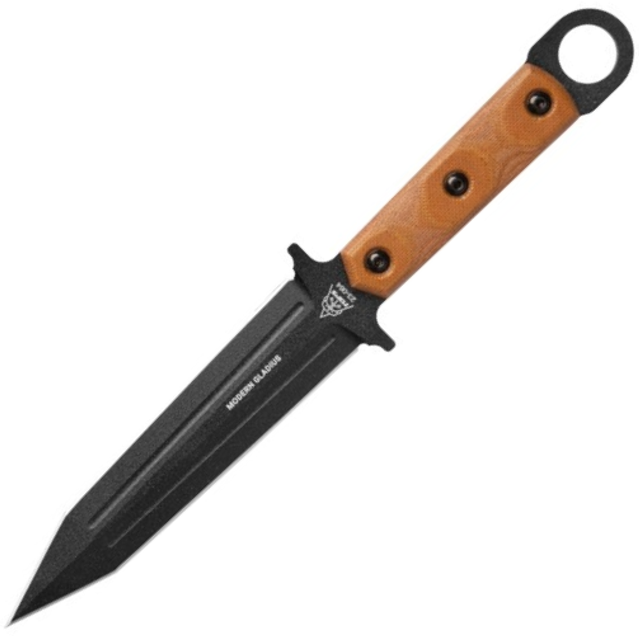 TOPS Knives Modern Gladius (TPMGLAD01) 6.50" 1095 Black Dagger Blade, Tan Micarta Handle