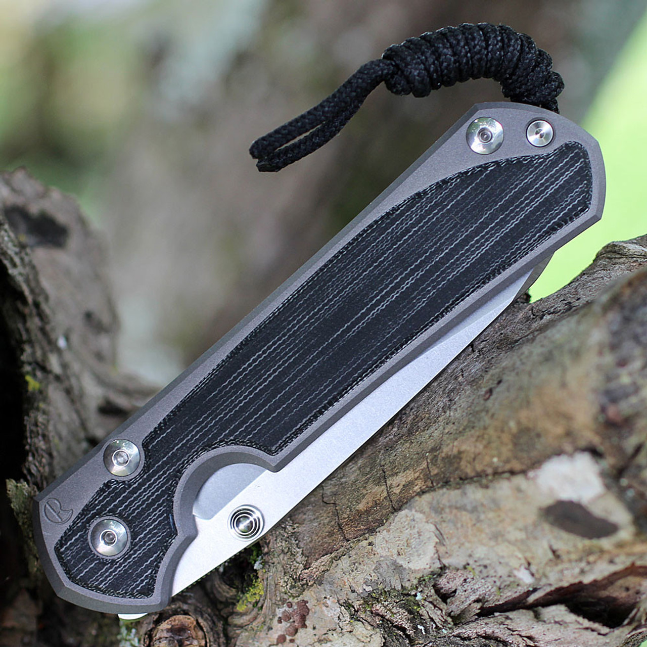 Chris Reeve Knives Large Sebenza 31 Inlay (L31-1220) - 3.61" Stonewash CPM MagnaCut Insingo Blade, Black Canvas Micarta Inlays Handle