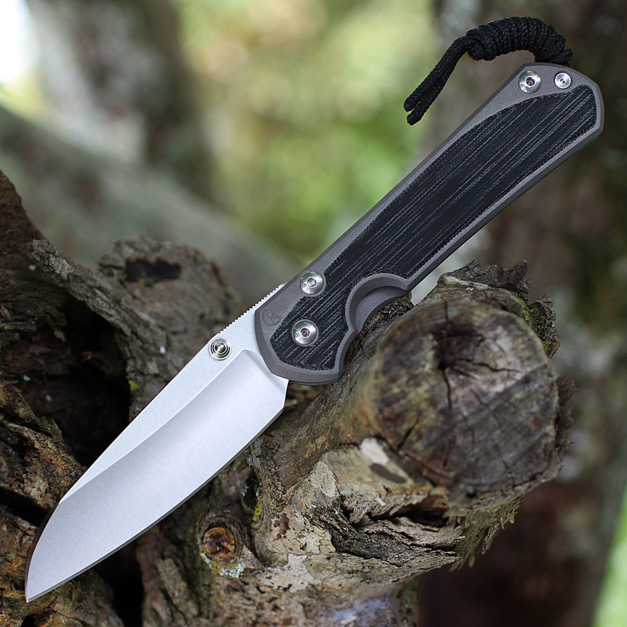 Chris Reeve Knives Large Sebenza 31 Inlay (L31-1220) - 3.61" Stonewash CPM MagnaCut Insingo Blade, Black Canvas Micarta Inlays Handle