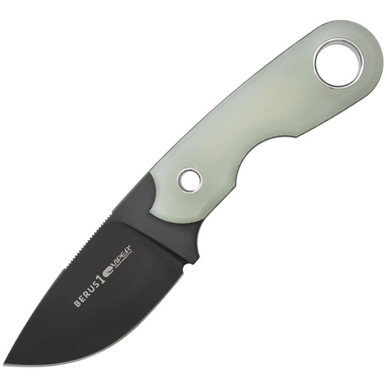 Viper Berus 1 (VT4012DGJ) - 3.5" M390 Drop Point Black Plain Blade ,Jade G-10 Handle
