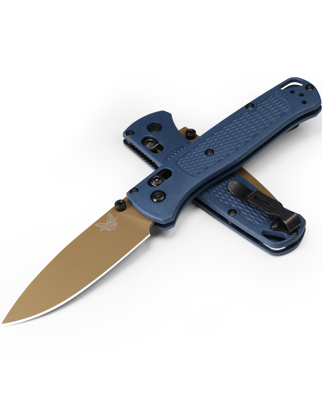 Benchmade Bugout (535FE-05) 3.24" S30V Flat Dark Earth Drop Point Plain Blade, Crater Blue Grivory Handle